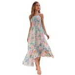 Floral Print Slip Dress Casual Style Elegant Vibe Lightweight Fabric Perfect for Summer Outings