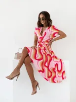 Casual A Line Dress Short Sleeve V Neck Lightweight Fabric Various Colors Perfect for Summer Out