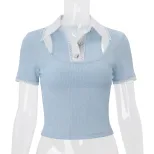 Womens Summer Short Sleeve Blouse Stylish Slim Fit Versatile Elegant Perfect for Work and Casual