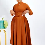 Plus Size African Style Dress Elegant Ruffled Design Flowy A Line Silhouette Fashionable for Cas