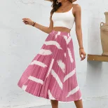 Casual A Line Skirt Irregular Print Trendy Design Womens Fashion Suitable for Daily Wear Wholesa