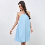 Backless Sleeveless Mini Dress Drawstring Neckline Sexy Design Trendy Style Perfect for Parties