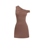 Off Shoulder Mini Dress Elegant Asymmetrical Neckline Summer Style Trendy Design Wholesale Avail