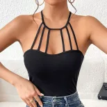 Backless Crop Top Sexy Slim Fit Halter Neck Lightweight Fabric Spring Summer Streetwear Wholesal