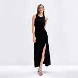 Long Knit Sweater Dress Elegant Versatile Bodycon Split Hem Autumn Winter Fashion Wholesale Avai