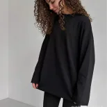 Womens Loose Fit Long Sleeve T Shirt 100 Cotton Distressed Design Casual Style Perfect for Sprin