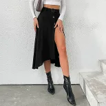 Womens Midi Skirt Solid Color Fashionable Versatile Spring Fall Wear Wholesale Available OEM ODM
