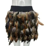 Color Block Feathered Midi Skirt Elastic Waist A Line Irregular Hem Summer Fashion for Women Who