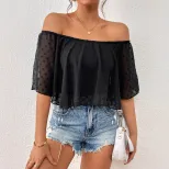 Off Shoulder Black Shirt Womens Fashion Elegant Design Versatile Style Perfect for Parties or Ca