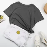 Womens Basic Round Neck Short Sleeve T Shirt 100 Cotton Solid Color Summer Style Wholesale Avail