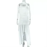 Womens Sheer Mesh Bodycon Dress Off Shoulder Irregular Hem Solid Color Backless Evening Party We