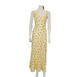 Summer Floral Print Maxi Dress Sweet Fresh Spaghetti Strap Mermaid Hem Milk Silk Fabric Beachwea