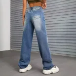 Wide Leg High Waisted Jeans Flattering Fit Floor Length Casual Style Wholesale Available factory