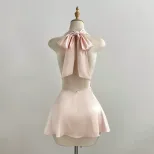 Backless Halter Dress Low Cut Fitted Waist Elegant Design Perfect for Parties and Events Ready t