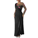 Elegant Long Sleeve Embroidered Dress Irregular Hem Spring Fall Style Perfect for Banquets and S