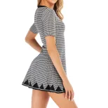 Vintage Black Houndstooth Print Dress Short Sleeve Loose Fit Retro Style Perfect for Casual Outi