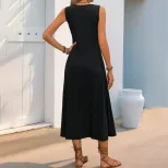 Floral Embroidered Sleeveless Dress Bohemian Style Versatile Design Trendy for Summer Wholesale