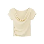 Off Shoulder Short Sleeve T Shirt for Women Summer Slim Fit French Style Sweet and Spicy Wholesale Available