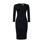 Plus Size Womens Spring Dress Solid Color Ruffled Hem Round Neck Bodycon Fit Office Wear Busines