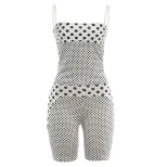 Vintage Polka Dot Print Womens Summer Set Sexy Fitted Cami Top with High Waisted Shorts Casual Wear for Summer