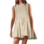 Summer Casual Sleeveless Dress Minimalist Solid Color European and American Style Perfect for Da