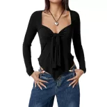 Slim Fit V Neck T Shirt Sexy Short Sleeve Trendy Design Spring Summer Style Wholesale Womens Fas