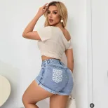 High Waisted Womens Denim Shorts Soft Fabric Trendy Style Comfortable Fit Summer Casual Wear Who