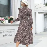 Spring Floral Maxi Dress for Women High Neck Long Sleeve Fashionable Design Perfect for Casual o