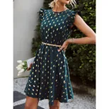 Sleeveless Polka Dot Dress Elegant Round Neck Chic Commuter Style Perfect for Spring and Summer