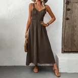 Casual Womens Dress Simple Solid Color Sleeveless Design Comfortable Fabric Perfect for Summer O