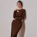 Vintage Inspired Hollow Out Long Sleeve Dress Slim Fit Elegant Design Spring Summer Occasion Who