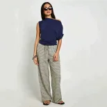 Sleeveless Asymmetrical Top Wrinkle Design Waist Defining Slim Fit Casual Summer Wear for Work W