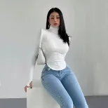 Slim Fit High Neck T Shirt Womens Sexy Style Spring Summer Bodycon Design Wholesale Available