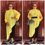 Plus Size Womens Dress Solid Color Irregular Hem Chiffon Fabric Fashionable for Moms Suitable fo