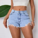 Womens Distressed Denim Shorts Elegant Fashionable Versatile Summer Casual Wear Wholesale Availa