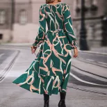Floral Print V Neck Dress Womens Autumn Fashion Elegant and Comfortable Available for Wholesale