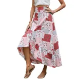 Floral Print Maxi Skirt Loose Fit Asymmetrical Design Comfortable Fabric Casual Wear Summer Styl
