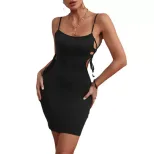Sleeveless Black Slip Dress Elegant Sexy Lightweight Fabric Perfect for Evening Wear or Casual O