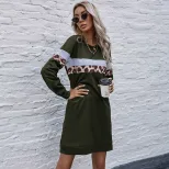 Fashionable Long Sleeve Leopard Print Sweatshirt Dress Autumn Style Casual Chic Wholesale Availa