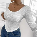 Elegant Long Sleeve T Shirt Slim Fit Solid Color Soft Fabric Casual Wear or Layering Wholesale A
