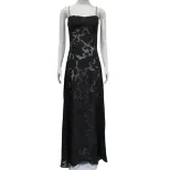 Summer Floral Maxi Dress Sexy Sheer Slim Fit Spaghetti Straps Beach Vacation Style Wholesale Ava