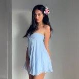 Off Shoulder Dress French Style Sweet and Gentle Loose Fit Solid Color Spring Fashion for Women