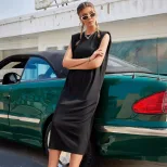 Loose Fit Casual Solid Color Dress Comfortable Fabric Versatile Style Perfect for Everyday Wear
