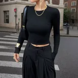 Womens French Style Backless T Shirt Elegant Fashionable Slim Fit Spring Summer Collection Whole