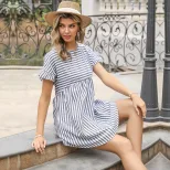 Loose Striped Shirt Dress Short Sleeve Round Neck Summer Style Perfect for Casual Outings Wholes