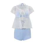 Womens Bohemian Beach Set Sheer Polka Dot Top with Shorts Summer Vacation Wear fast shipping