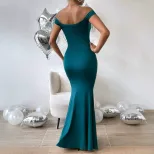 Off Shoulder Ruched Mermaid Dress Slim Fit High Slit Elegant Evening Gown Perfect for Formal Eve