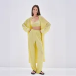 Casual Loose Long Cardigan Set Includes Crop Skirt Cami Top and Pants Perfect for Spring Summer