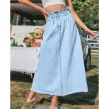 High Waisted A Line Denim Skirt Flattering Fit Stylish Design Versatile for Casual or Dressy Occ