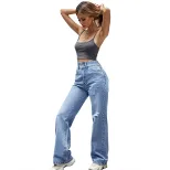 High Waisted Straight Leg Loose Denim Jeans Trendy Womens Fashion Casual Wear for Spring and Sum